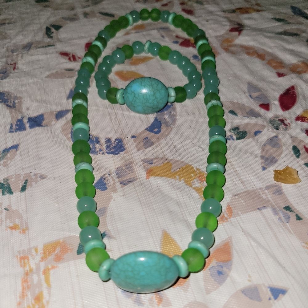 Jade and stone charm jewelry set ✨️ 😍
